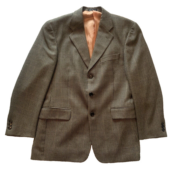 Vtg J Riggins Wool Blend Blazer Mens Size 40R Brown Tweed Sport Coat Suit Jacket - Picture 1 of 16